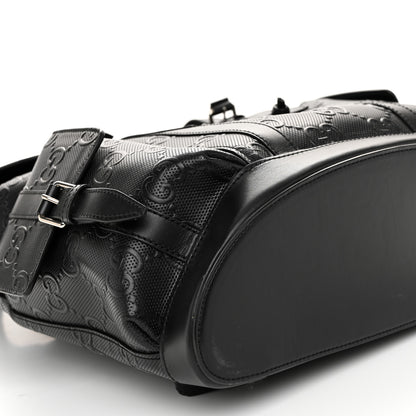 Gucci Calfskin GG Tennis Embossed Double Buckle Backpack Black 9 of 10