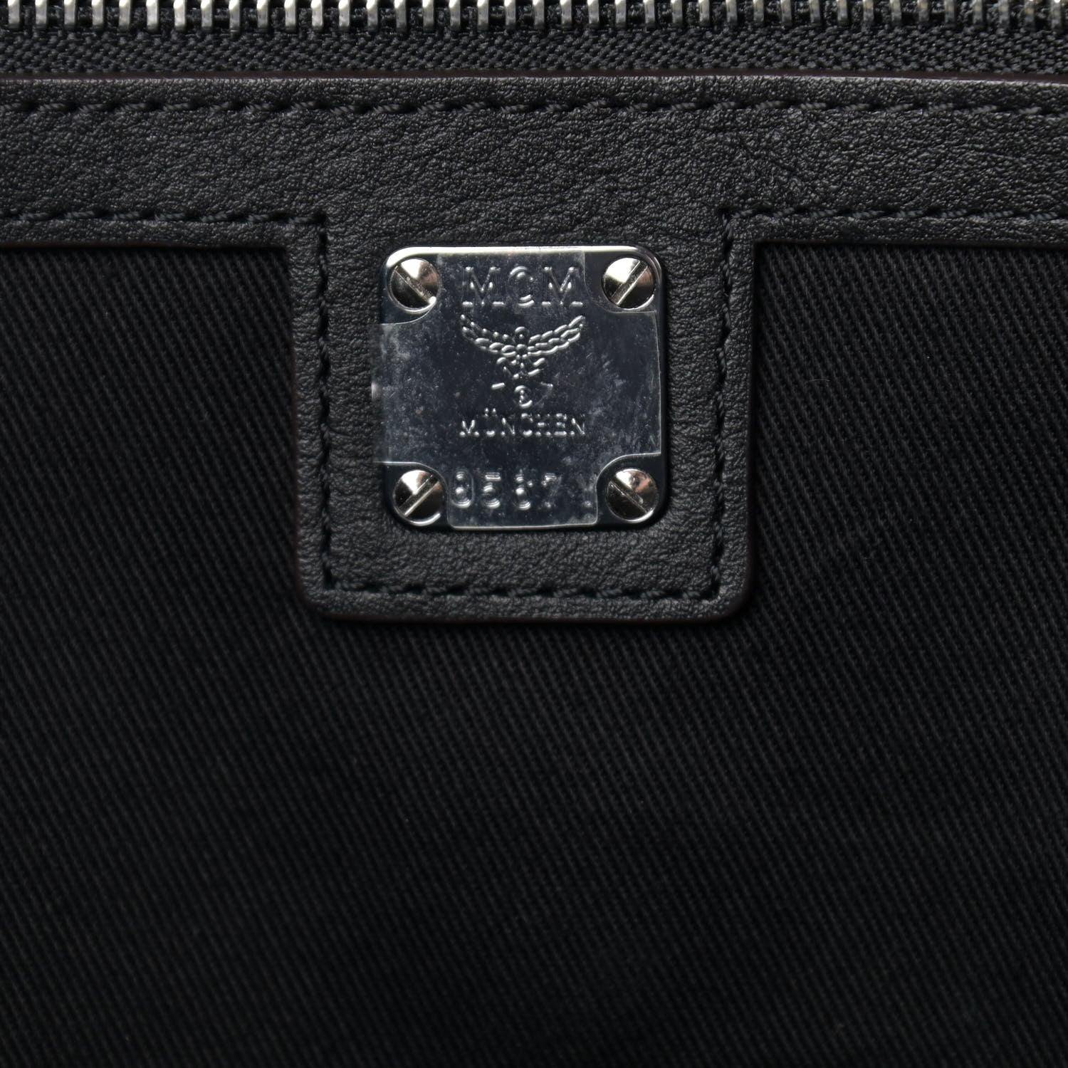 MCM Calfskin Ottomar Monogram Medium Klara Shopper Tote Black 10 of 13