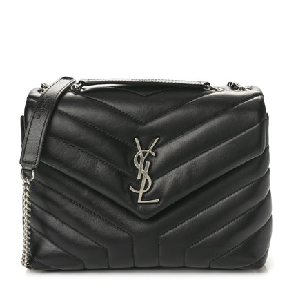Saint Laurent Calfskin Y Quilted Monogram Small Loulou Chain Satchel Black 1 of 12