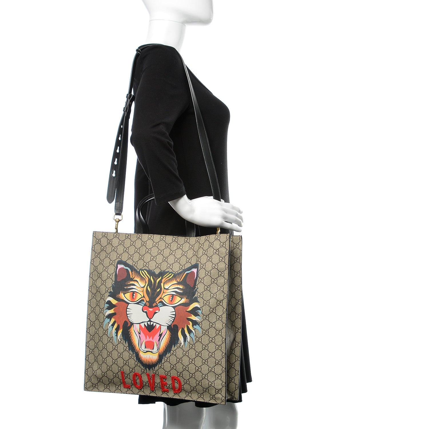 Gucci GG Supreme Monogram Angry Cat Vertical Tote 391237