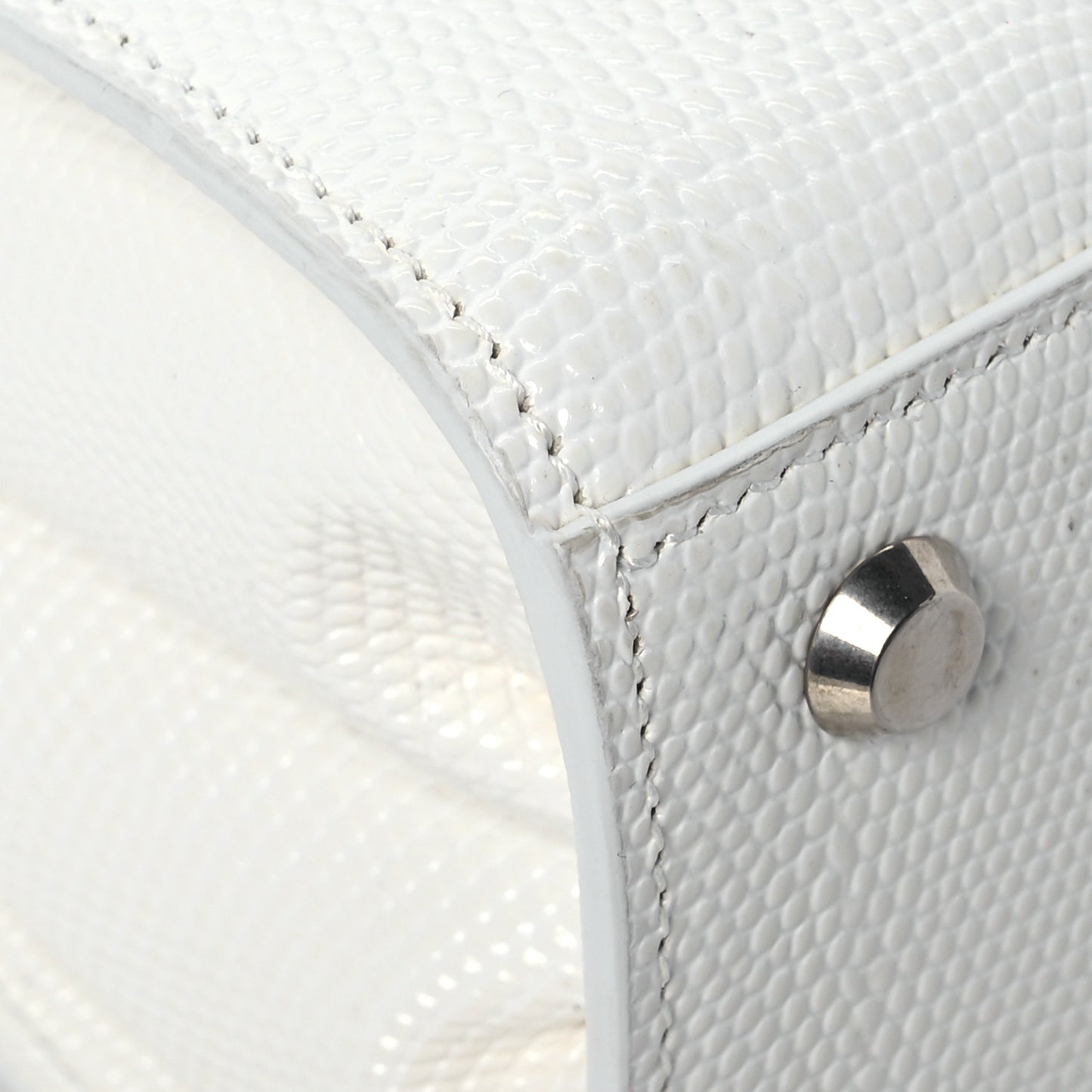 Patent Calfskin Lizard Embossed Medium Ghost Shoulder Bag Optic White