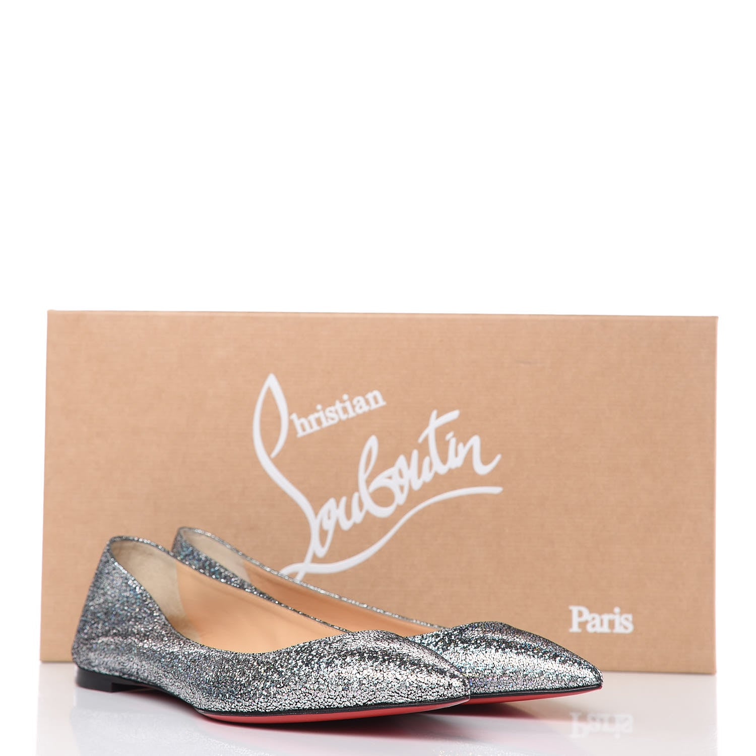 Christian Louboutin Metallic Nappa Ballalla Flats 37.5 Silver 9 of 9