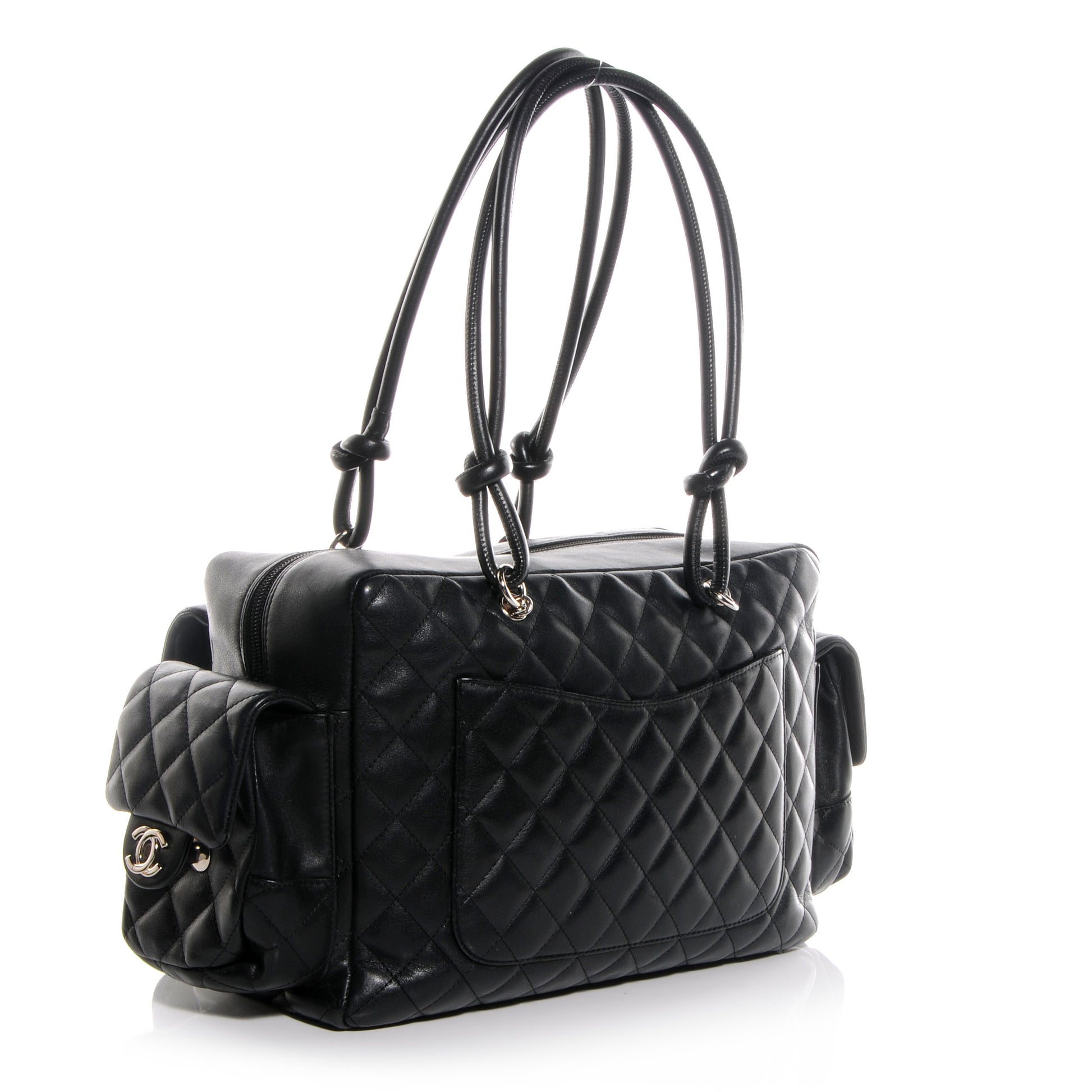 Chanel Calfskin Quilted Large Cambon Multipocket Reporter Black White 3 of 8