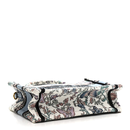 Christian Dior Canvas Embroidered Butterfly Mini Book Tote With Strap White Multicolor 4 of 15