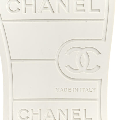 Chanel Lambskin Printed Logo Sneakers 37 White 8 of 10