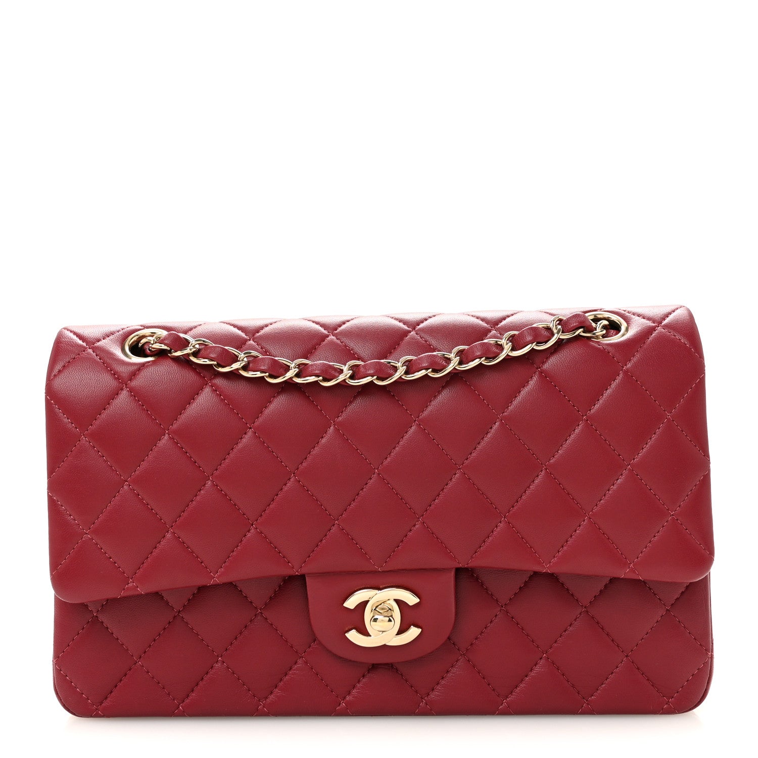 Chanel Lambskin Quilted Medium Double Flap  Burgundy 1 of 11