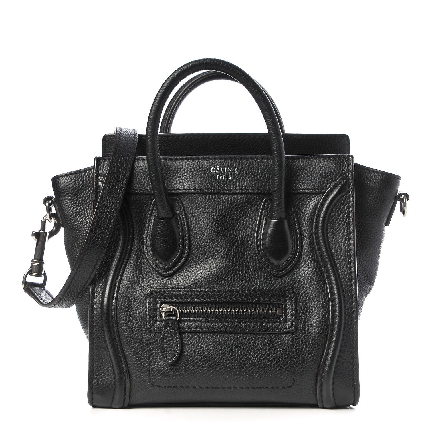 Celine Drummed Calfskin Nano Luggage Black 1 of 6
