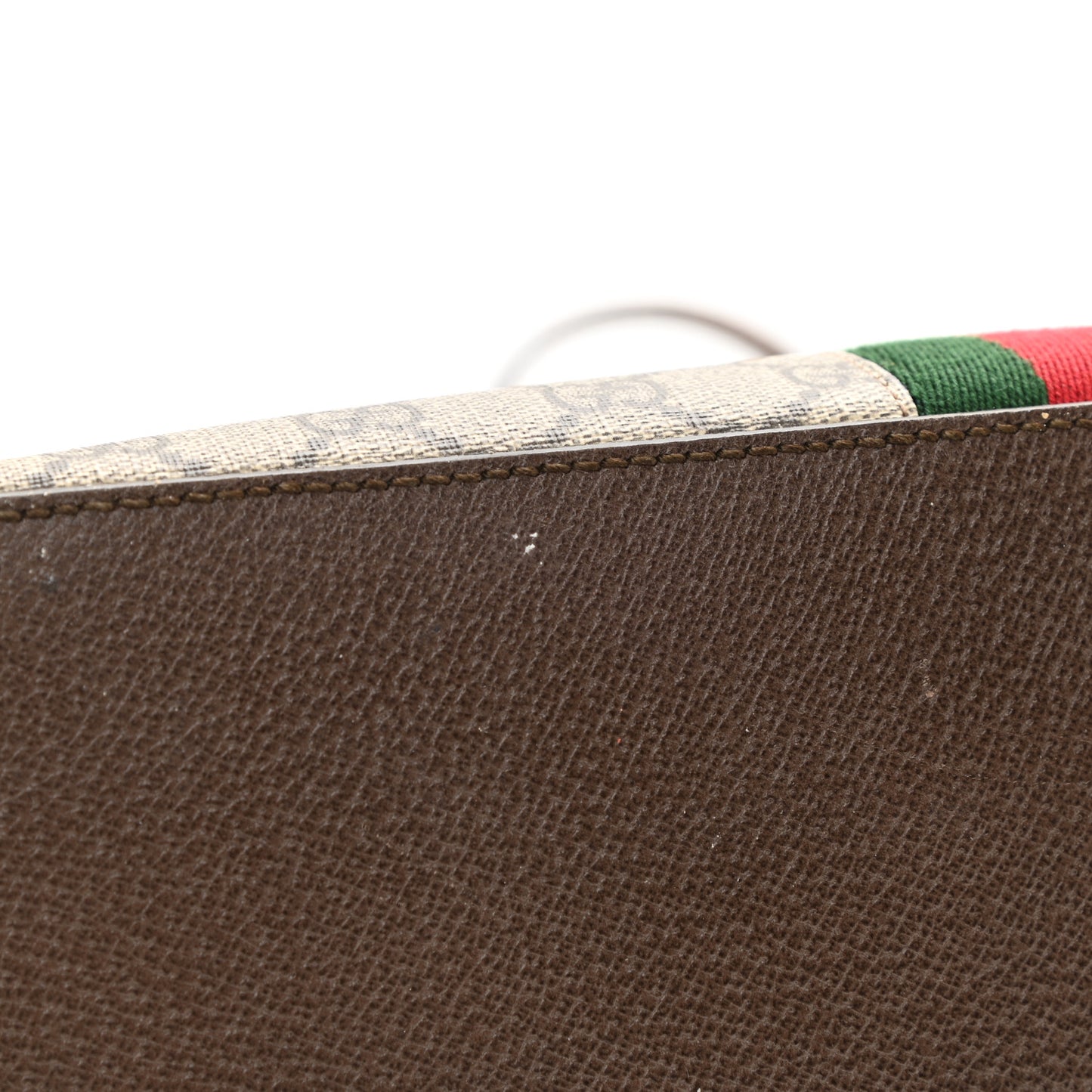 GG Supreme Monogram Web Medium Ophidia Top Handle Dome Bag Brown