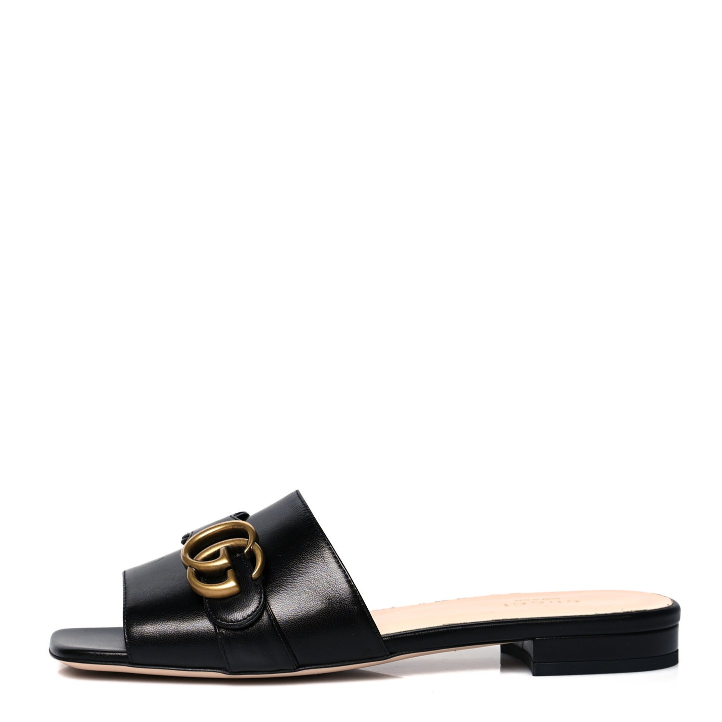 Malaga Kid GG Marmont Flat Slide Sandals 38 Black