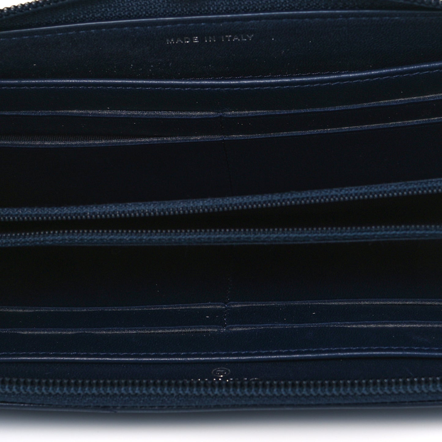 Lambskin Quilted Boy Zip Around Wallet Navy