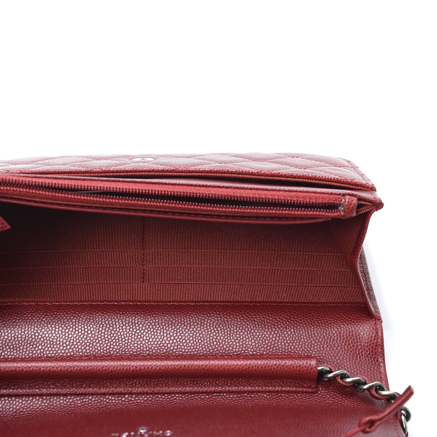 Caviar Quilted Wallet on Chain WOC Red