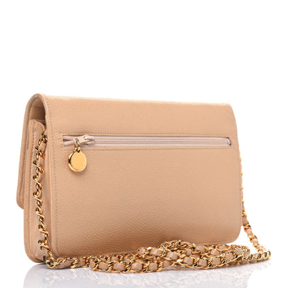 Chanel Caviar Timeless CC Wallet on Chain WOC Beige 2 of 22