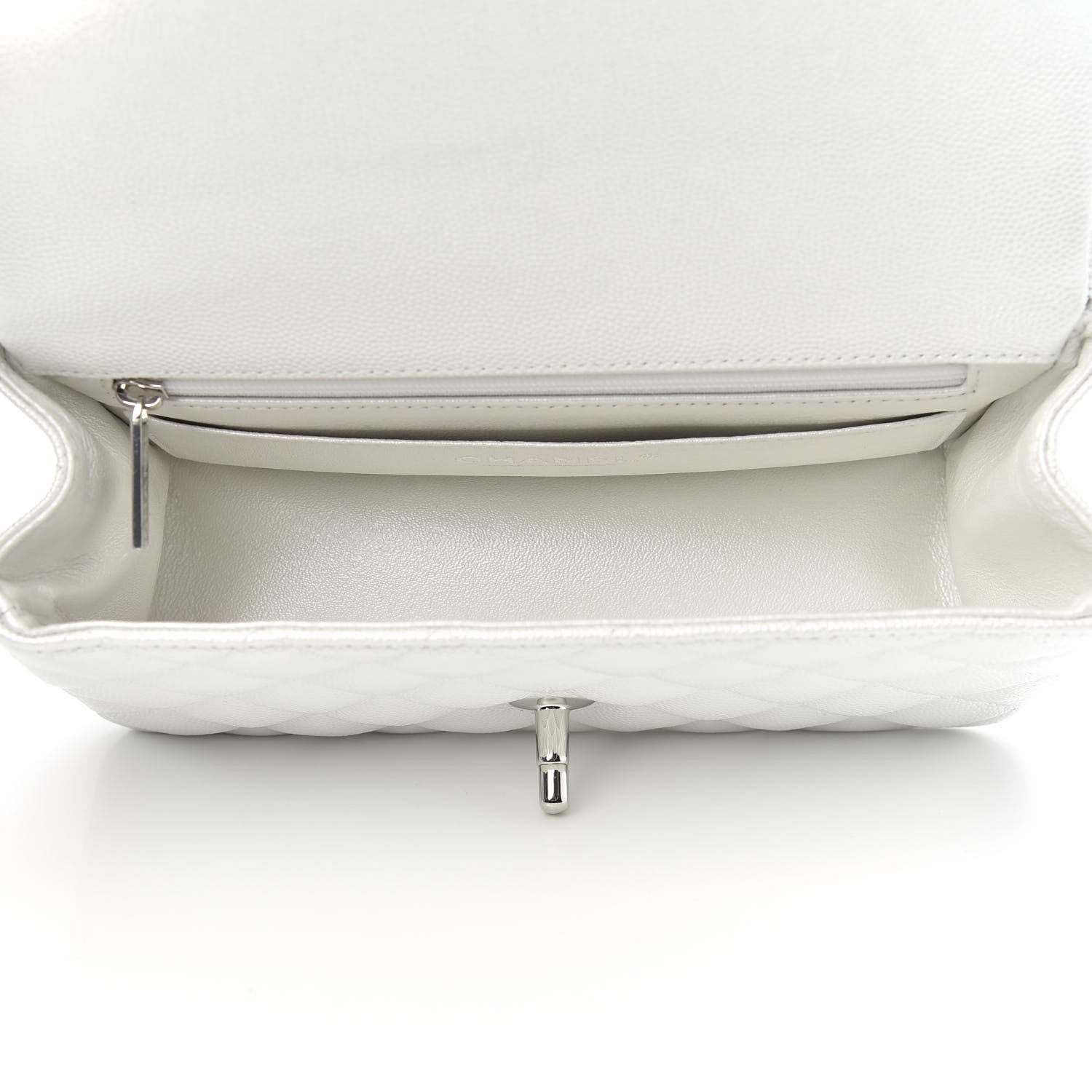 Chanel Iridescent Caviar Quilted Mini Top Handle Rectangular Flap White 5 of 10