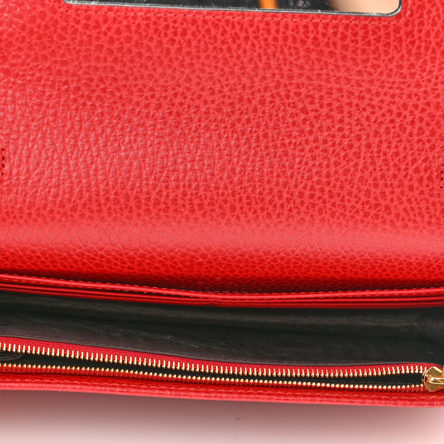 Dollar Calfskin Mini GG Marmont Chain Wallet Hibiscus Red