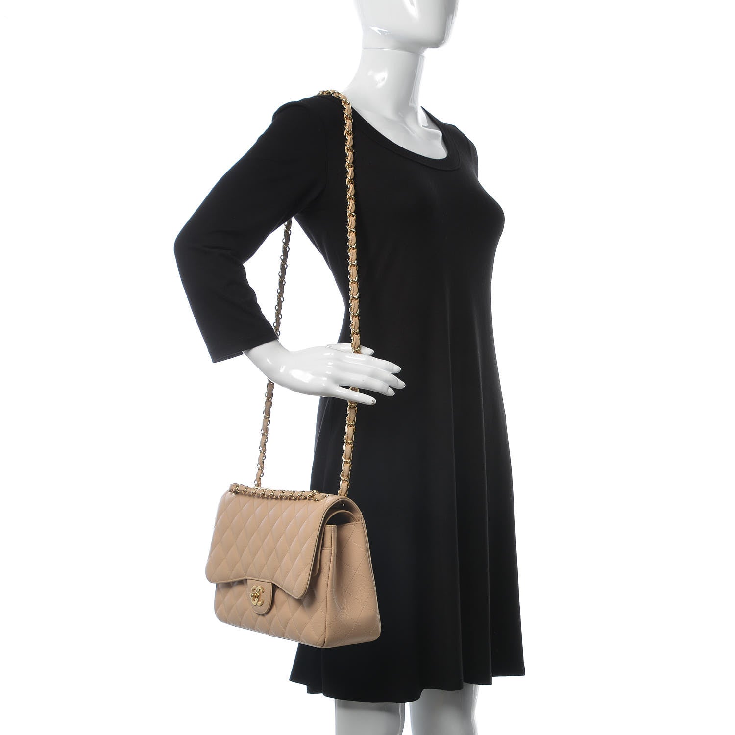 Chanel Caviar Quilted Jumbo Double Flap Beige Clair 2 of 8