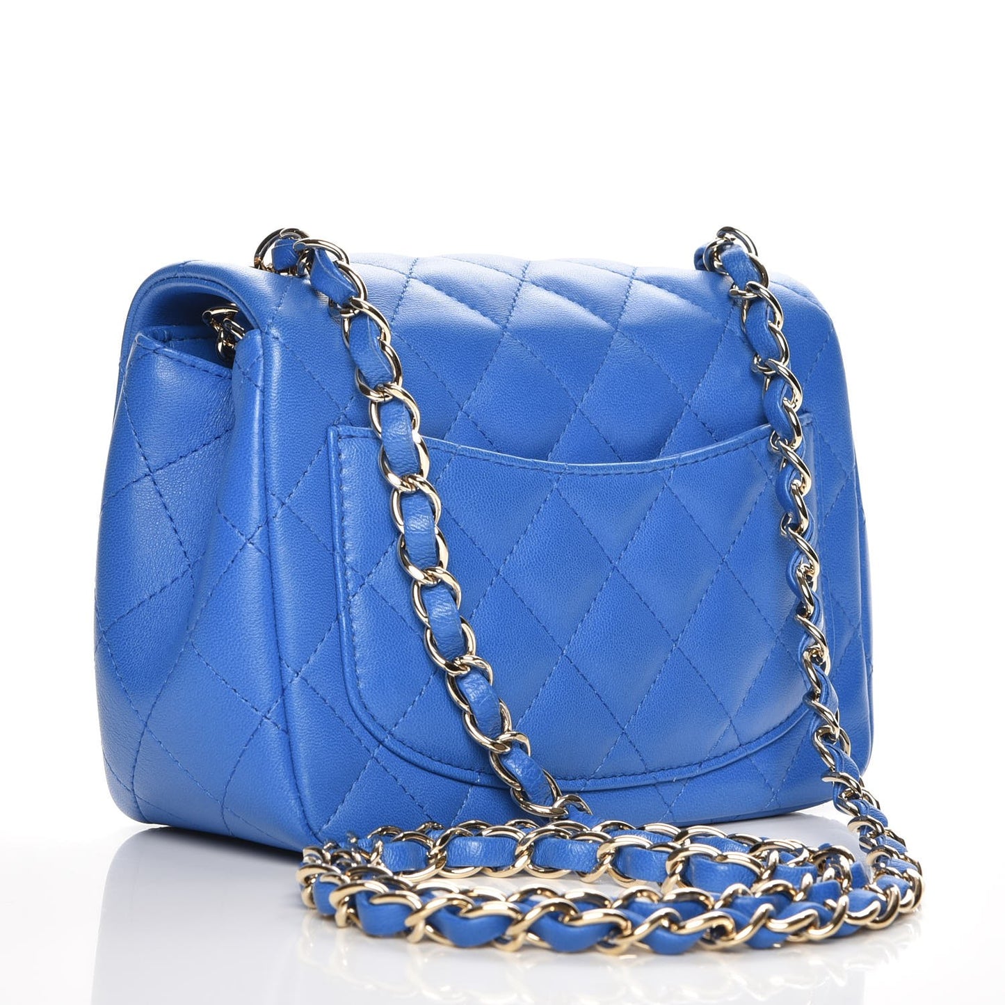 Lambskin Quilted Mini Square Flap Blue