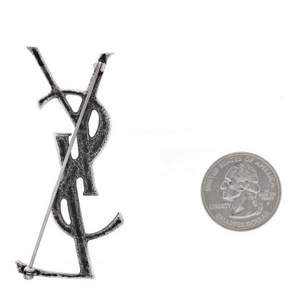 Saint Laurent Monogram Crocodile Opyum Brooch Silver 2 of 3