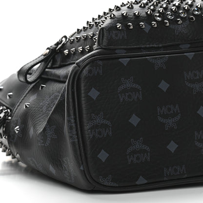 MCM Visetos Swarovski Studded Small Diamond Backpack Black 9 of 10