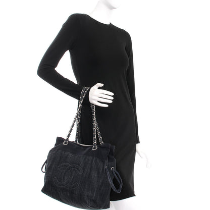Chanel Denim Grosgrain Drawstring Tote Blue 2 of 7