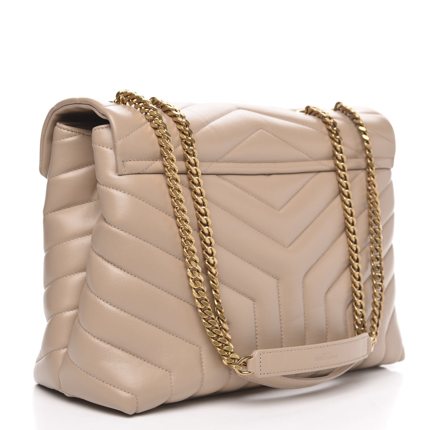 Calfskin Y Quilted Monogram Medium Loulou Chain Satchel Nude Powder