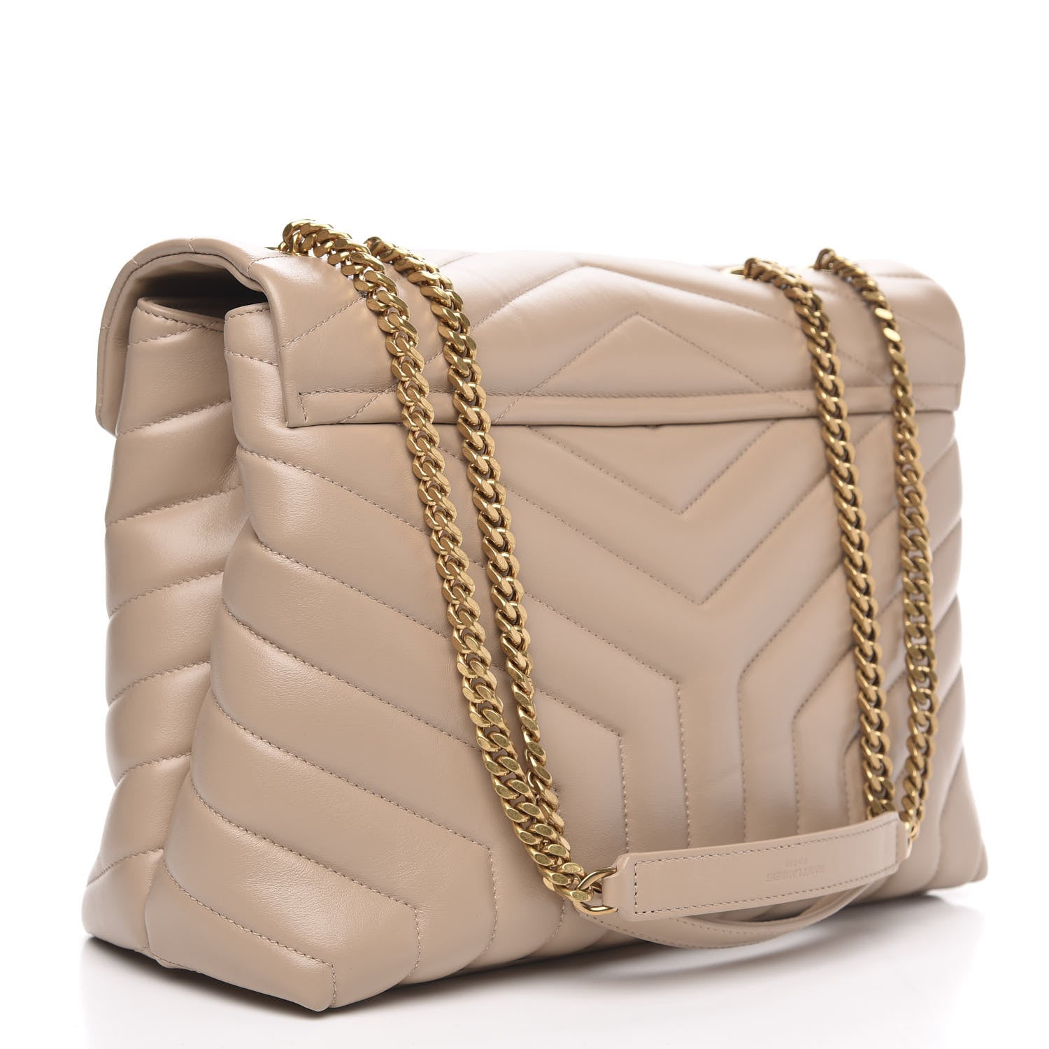 Saint Laurent Calfskin Y Quilted Monogram Medium Loulou Chain Satchel Nude Powder 3 of 11