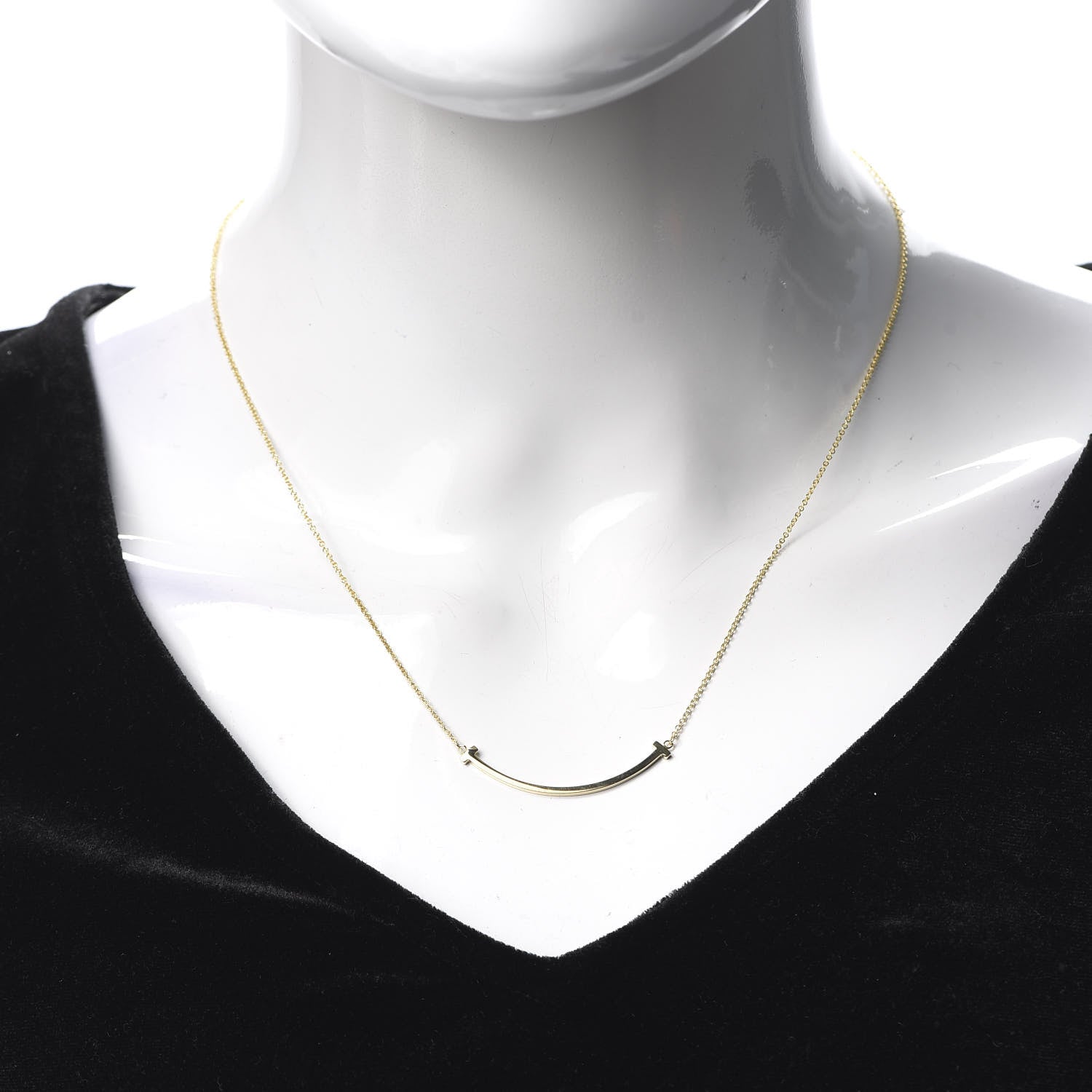 Tiffany 18K Yellow Gold Small T Smile Pendant Necklace 2 of 5