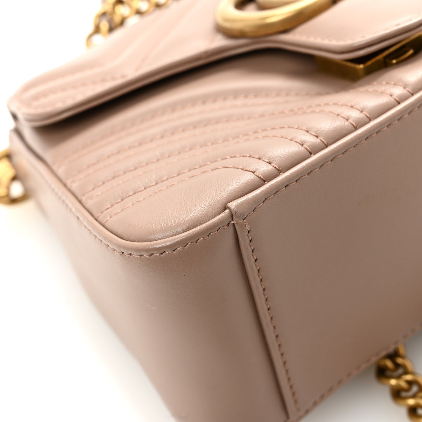 Calfskin Matelasse Mini GG Marmont Top Handle Shoulder Bag Porcelain Rose