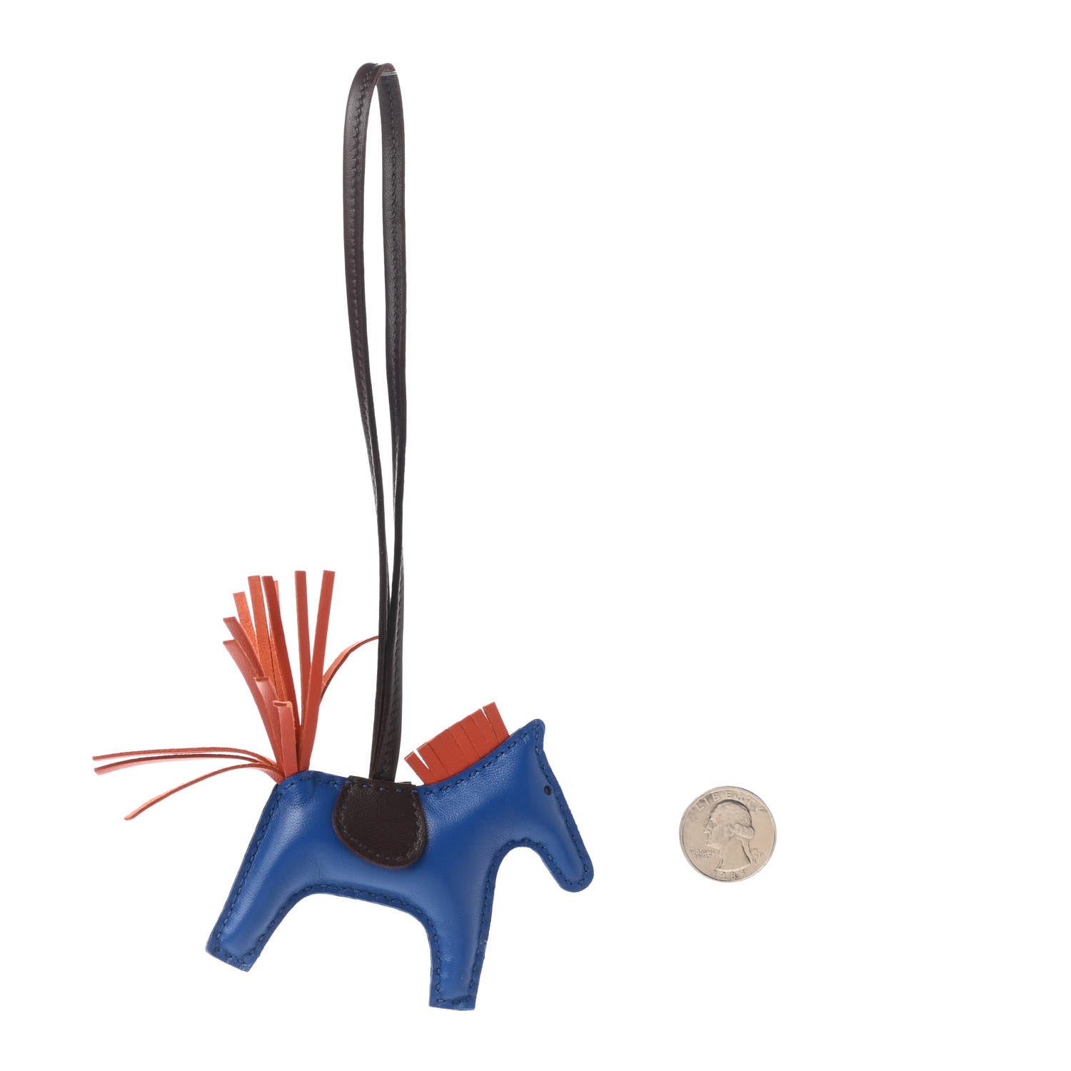 Hermes Milo Lambskin Grigri Rodeo Horse Bag Charm PM Bleu de Malte Rouge H Peony 2 of 4