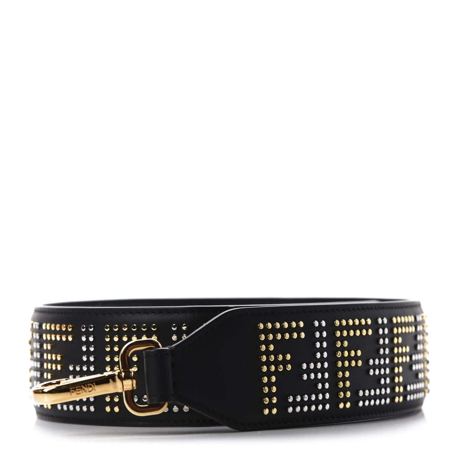 Fendi Calfskin F is FF Studded Strap Black 1 of 4