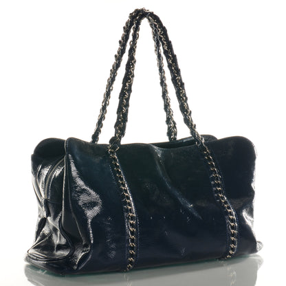 Chanel Patent Luxe Ligne Medium Tote Navy 3 of 7