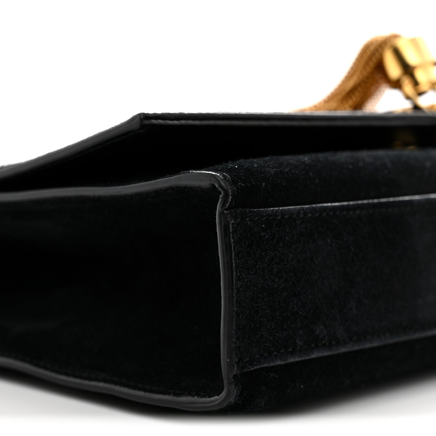 Suede Medium Classic Monogram Kate Tassel Satchel Black