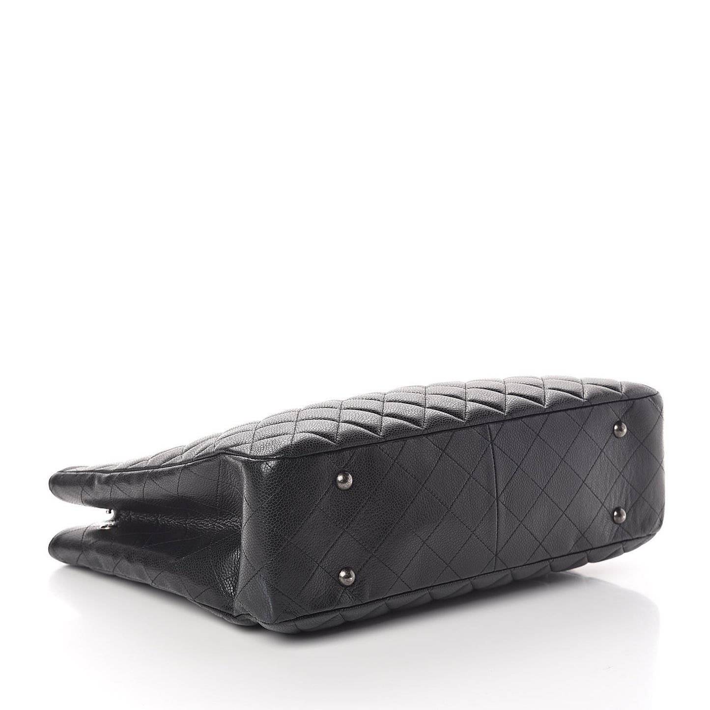 Calfskin Quilted Large CC Shopping Tote Black