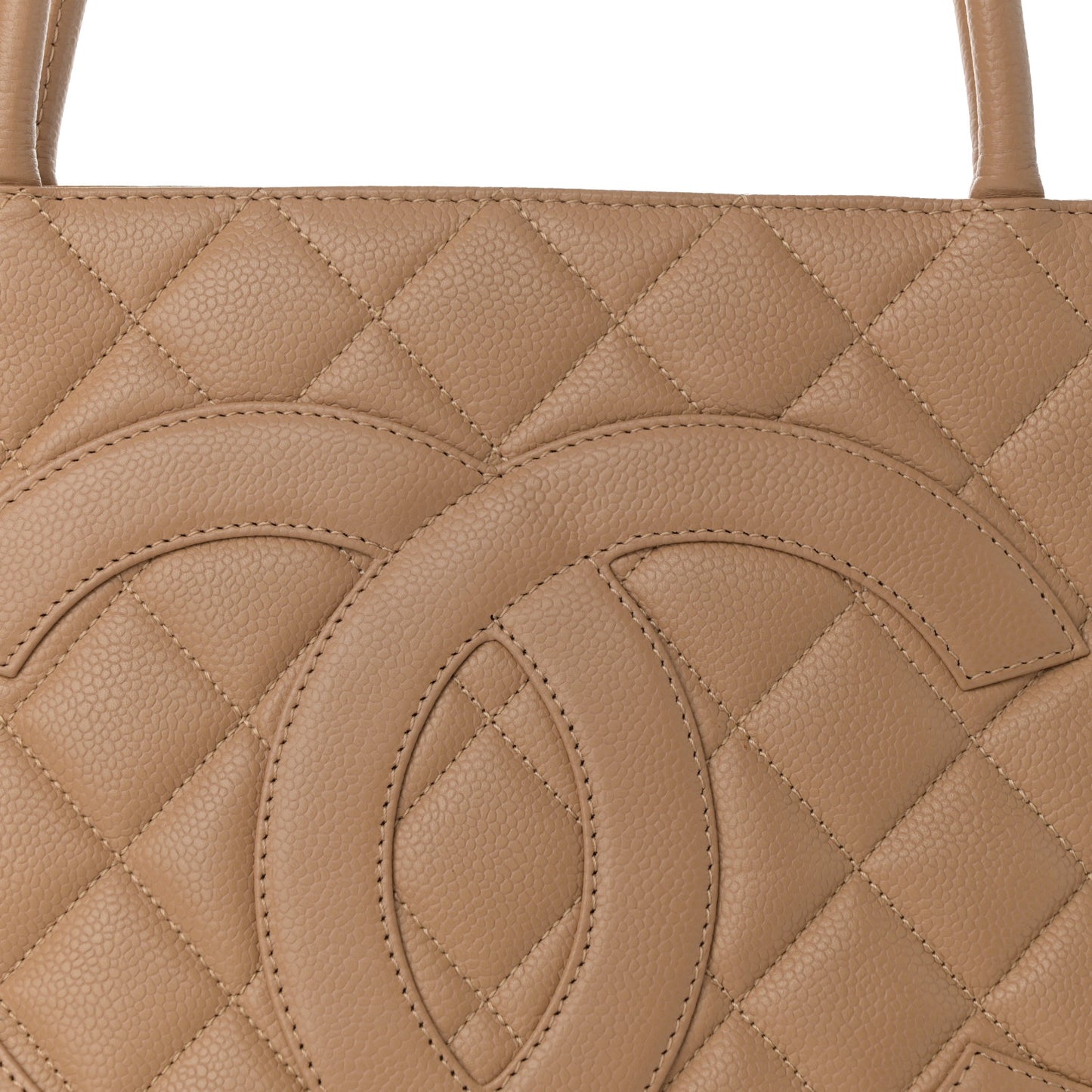 Caviar Quilted Medallion Tote Beige