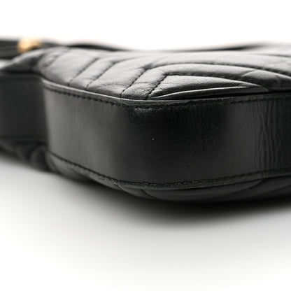 Gucci Calfskin Matelasse GG Marmont Flat Messenger Bag Black 9 of 17