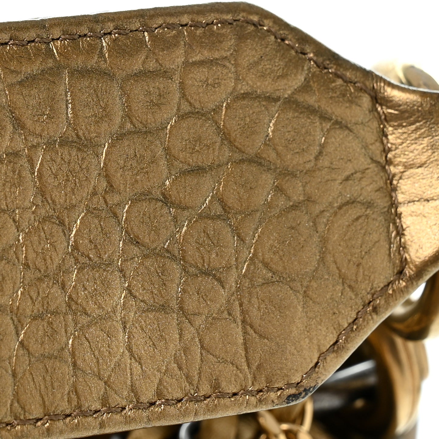 Metallic Calfskin Crocodile Embossed Medium Gabrielle Cocodile Hobo Gold