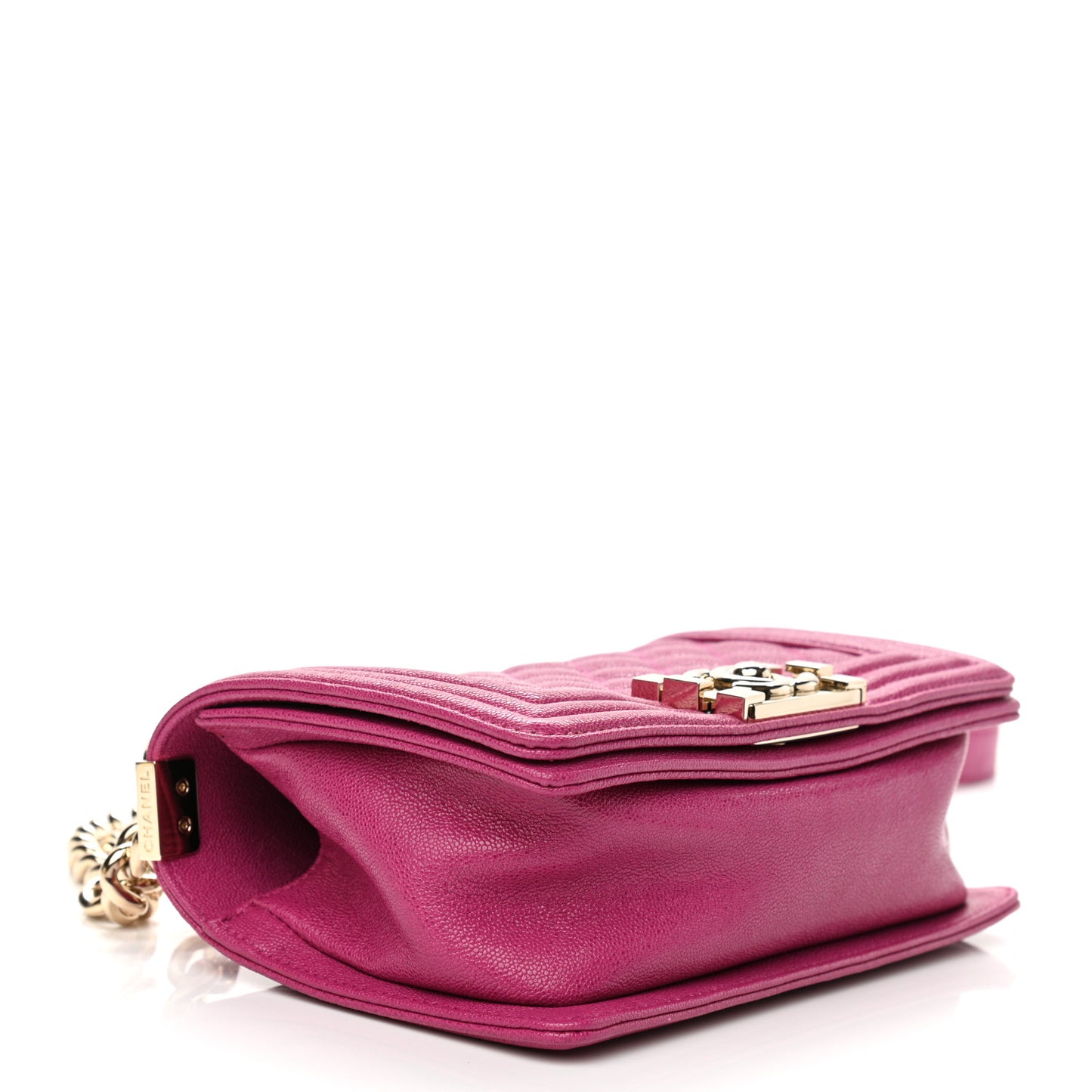 Caviar Quilted Small Boy Flap Fuchsia