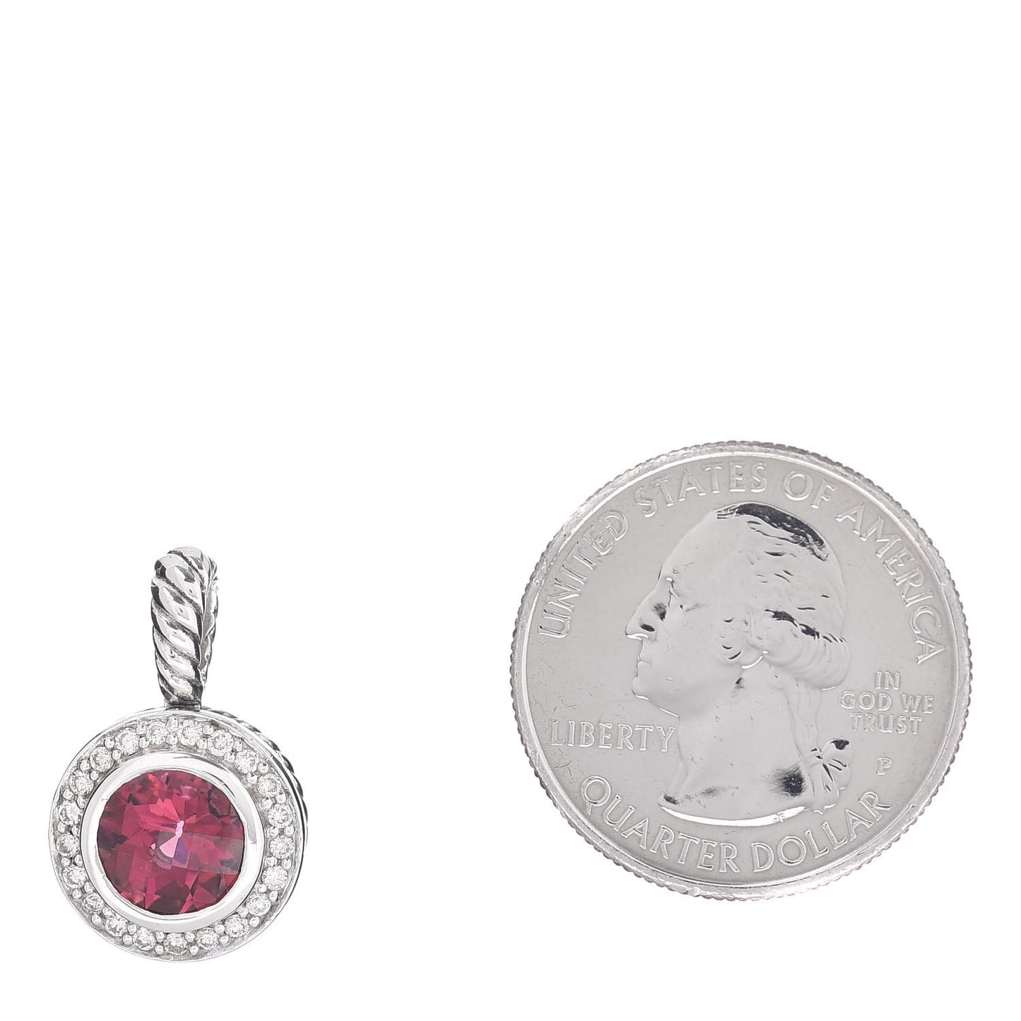 Sterling Silver Pink Tourmaline Diamond 8mm Petite Cerise Pendant
