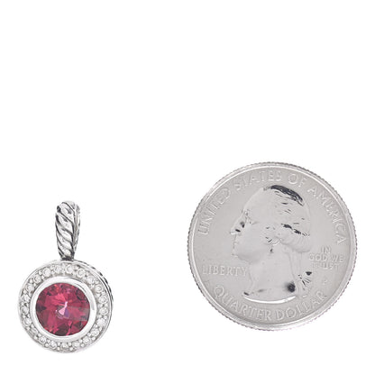 David Yurman Sterling Silver Pink Tourmaline Diamond 8mm Petite Cerise Pendant 2 of 3