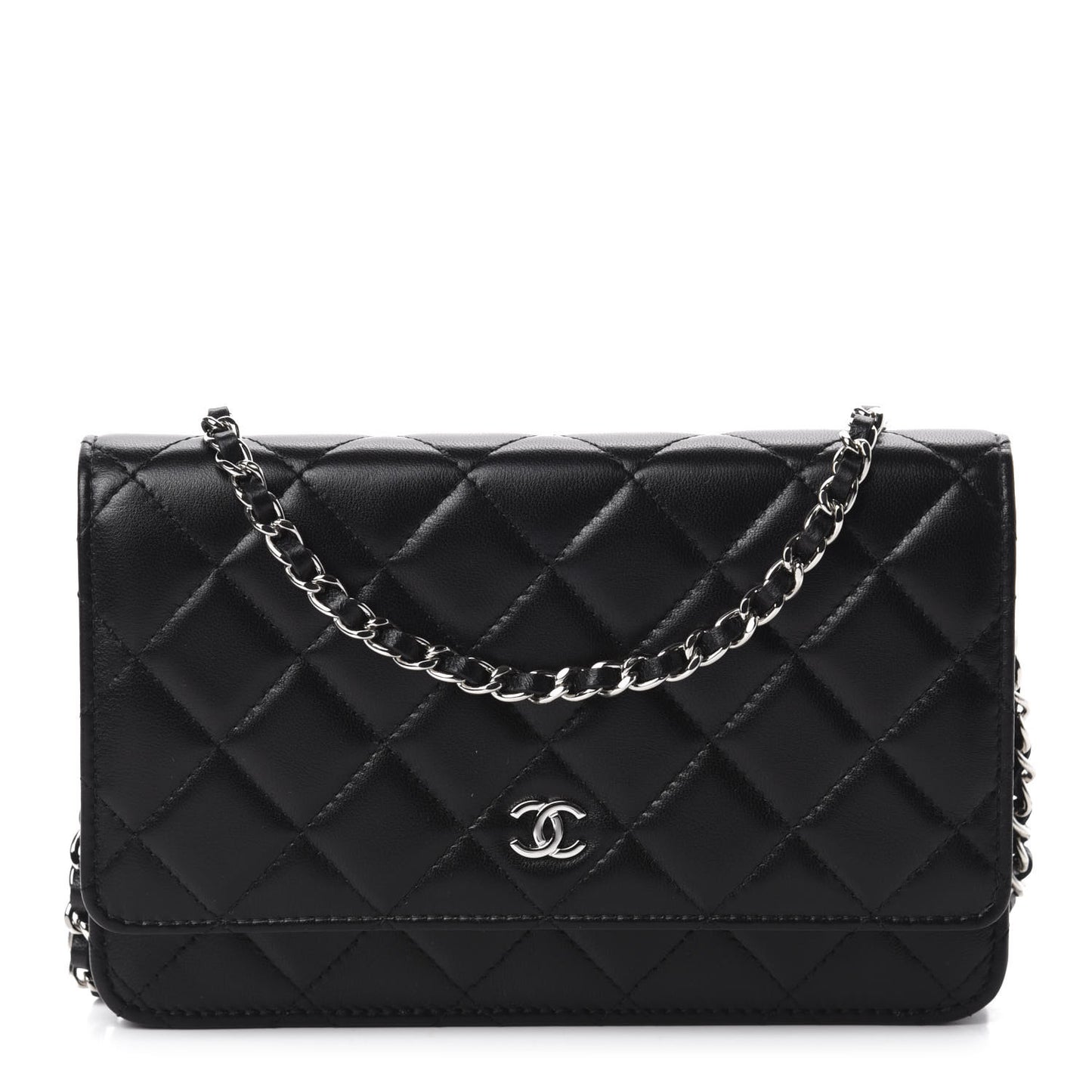 Lambskin Quilted Wallet On Chain WOC Black