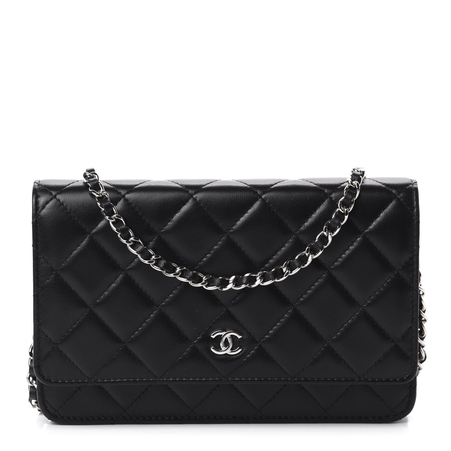 Chanel Lambskin Quilted Wallet On Chain WOC Black 1 of 12