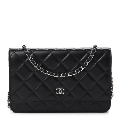 Chanel Lambskin Quilted Wallet On Chain WOC Black 1 of 12