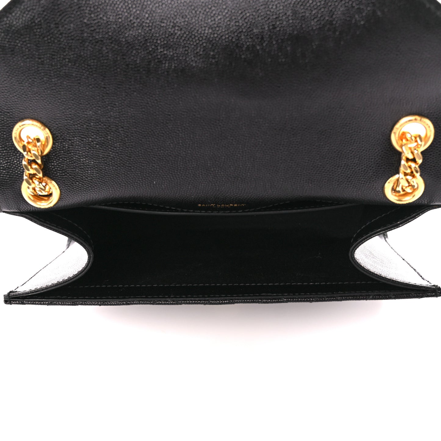 Grain De Poudre Textured Mixed Matelasse Triquilt Medium Monogram Satchel Black