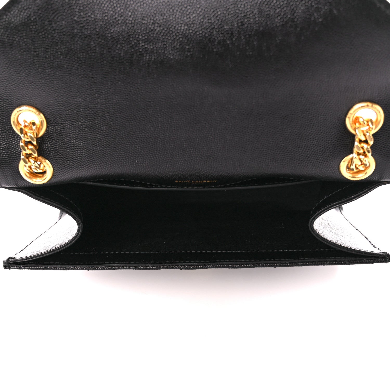 Saint Laurent Grain De Poudre Textured Mixed Matelasse Triquilt Medium Monogram Satchel Black 5 of 11