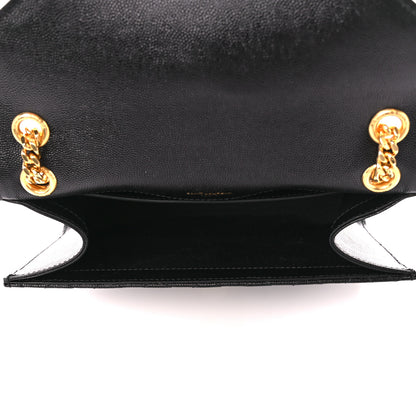 Saint Laurent Grain De Poudre Textured Mixed Matelasse Triquilt Medium Monogram Satchel Black 5 of 11