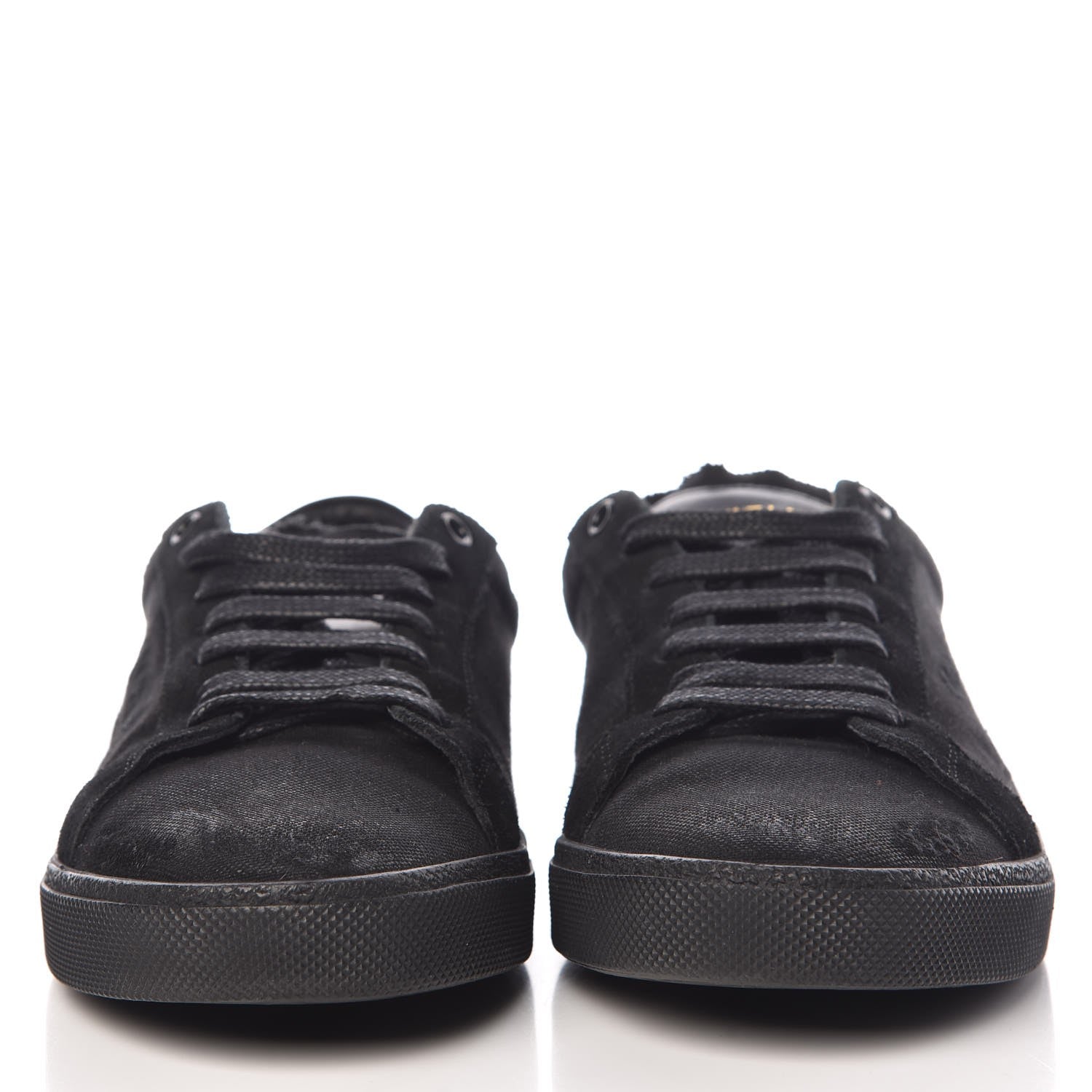 Saint Laurent Distressed Canvas Men's Court Classic Sneakers 40 Black 2 of 11