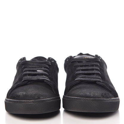Saint Laurent Distressed Canvas Men's Court Classic Sneakers 40 Black 2 of 11