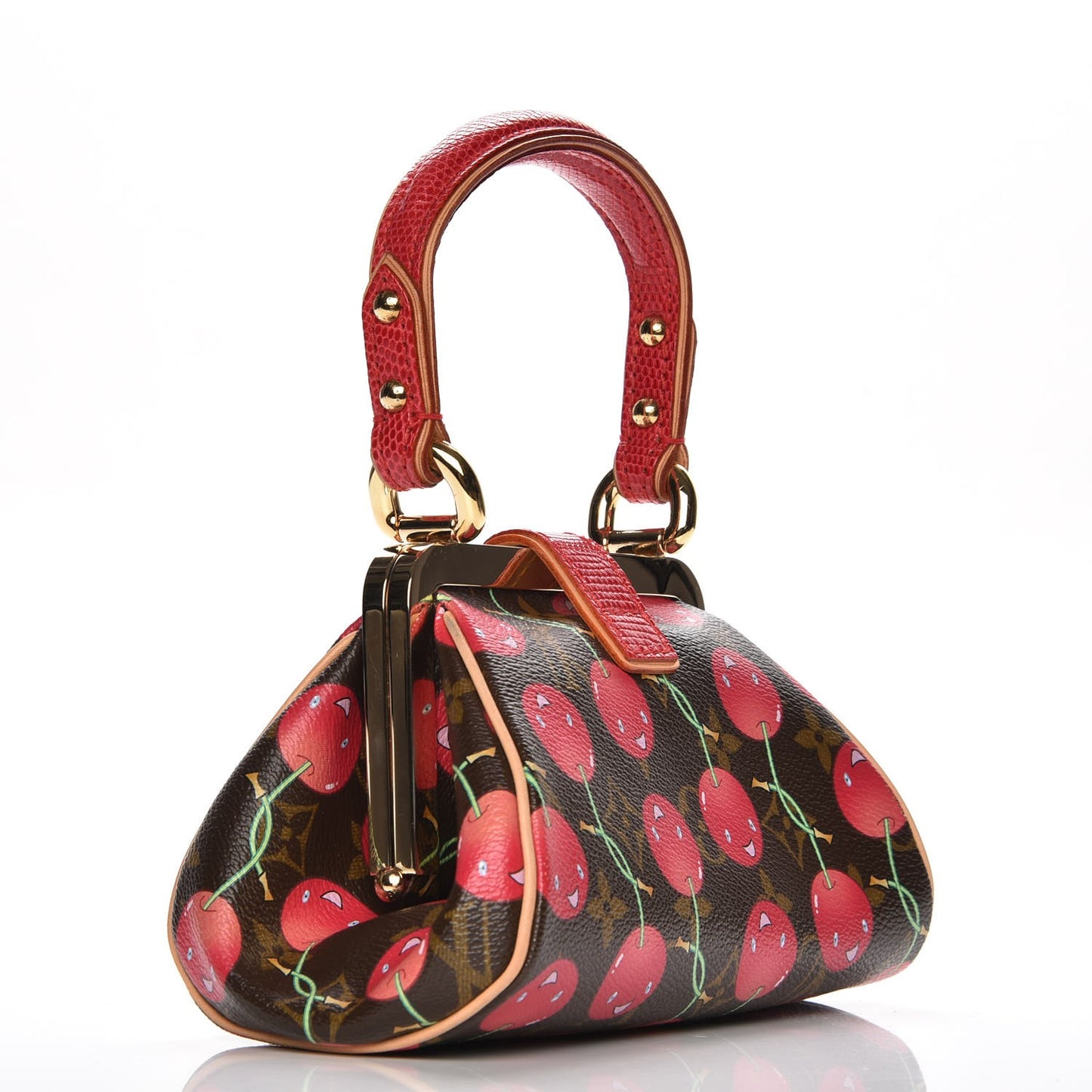 Lizard Monogram Cerises Sac Fermoir PM