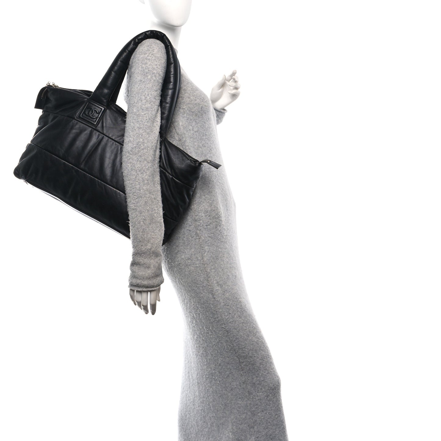 Lambskin Quilted Medium Coco Cocoon Reversible Tote Black