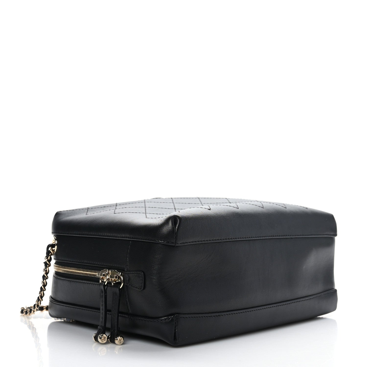 Chanel Calfskin Stitched Sleek Box Top Handle Vanity Bag Black 4 of 9