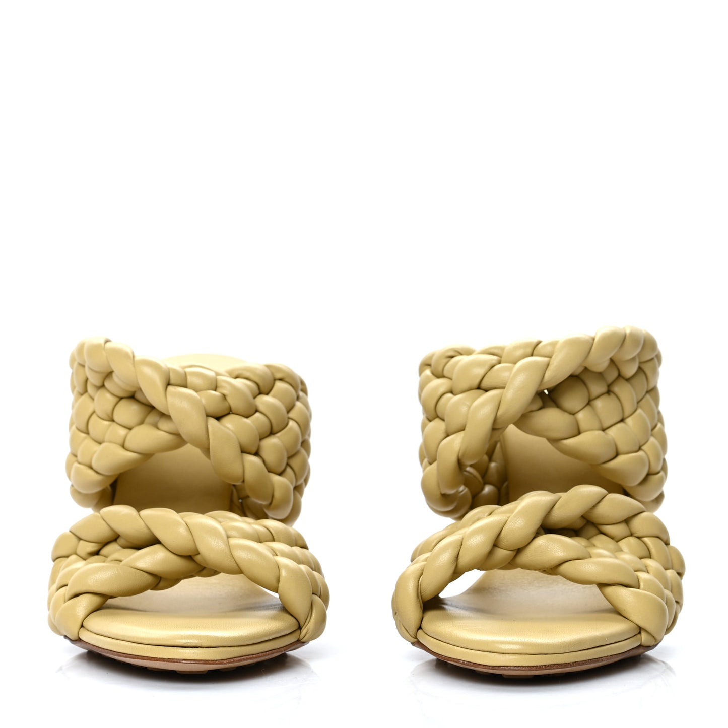Nappa Twisted Padded Intrecciato Curve Slide Sandals 40 Tapioca